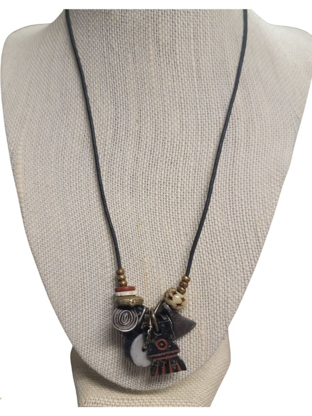 Desert Heart Beaded Charm Necklace Mixed Materials Unique Pendant Accent Retired